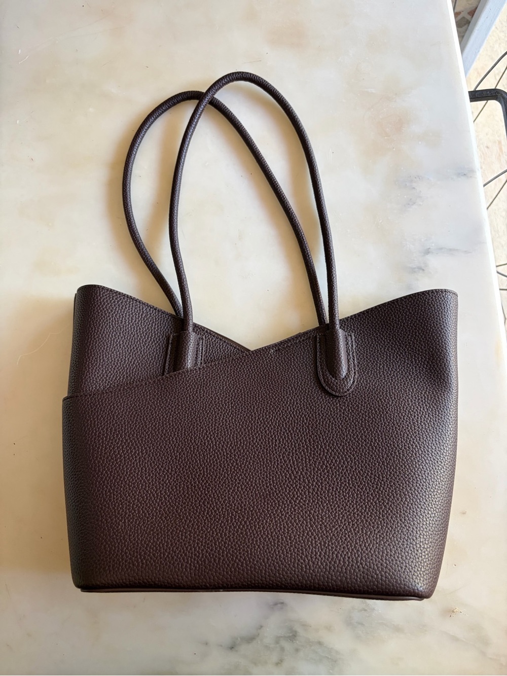 Brown Pebbled Tote Bag Classic Carryall